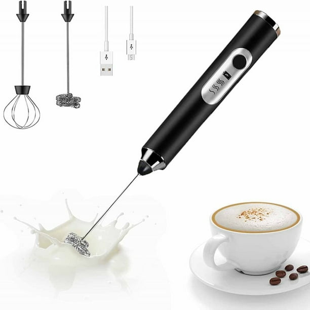 Espumador de leche eléctrico, práctico palo de espumador de leche recargable por USB, batidor móvil de 3 velocidades ajustables para café con leche, capuchino, chocolate caliente, Matcha