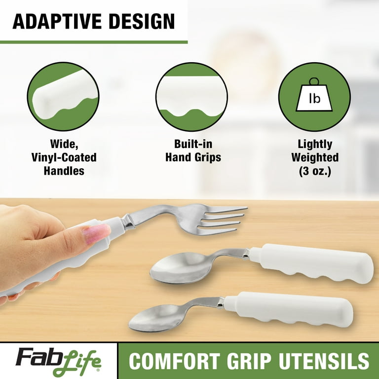FabLife Comfort Grip Left Handed Fork Adaptive Utensils, Daily Living Aid  for Individuals with Weak Grip 