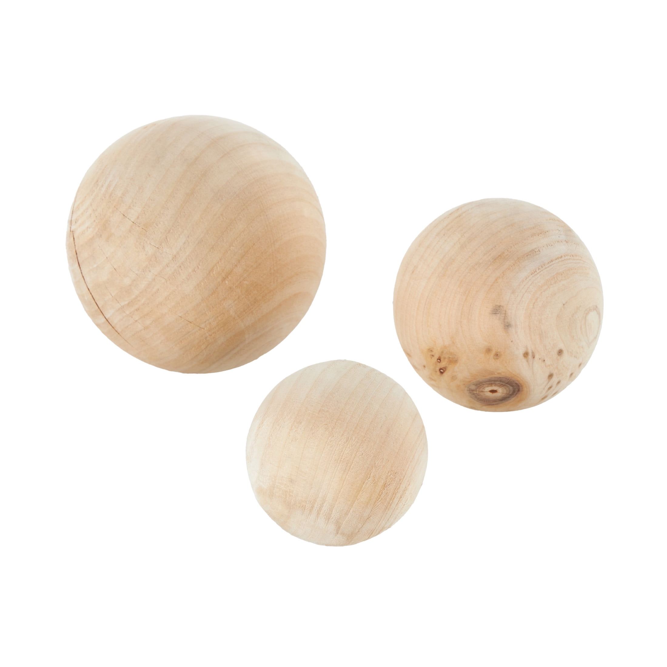 DecMode Light Brown 5" Handmade Wood Orbs & Vase Filler with Varying Sizes (3 Count)