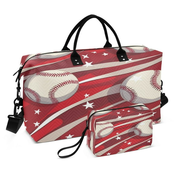 Travel Duffel Luggage Bag Sports Duffle Bag Gym Bag with Zipper Baseball Pattern
