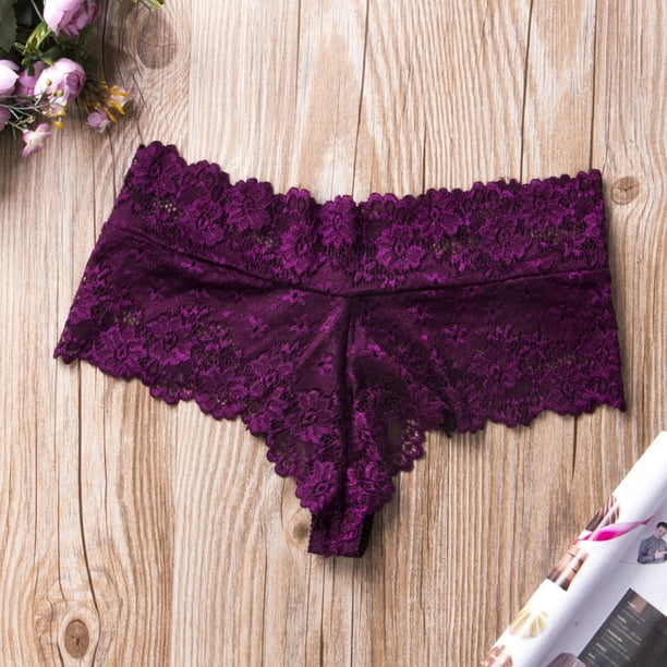 Calzoncillos de encaje sexy para mujer VISgogo, calzoncillos suaves de cintura baja, tanga triangular sin costuras en la entrepierna VISgogo moda