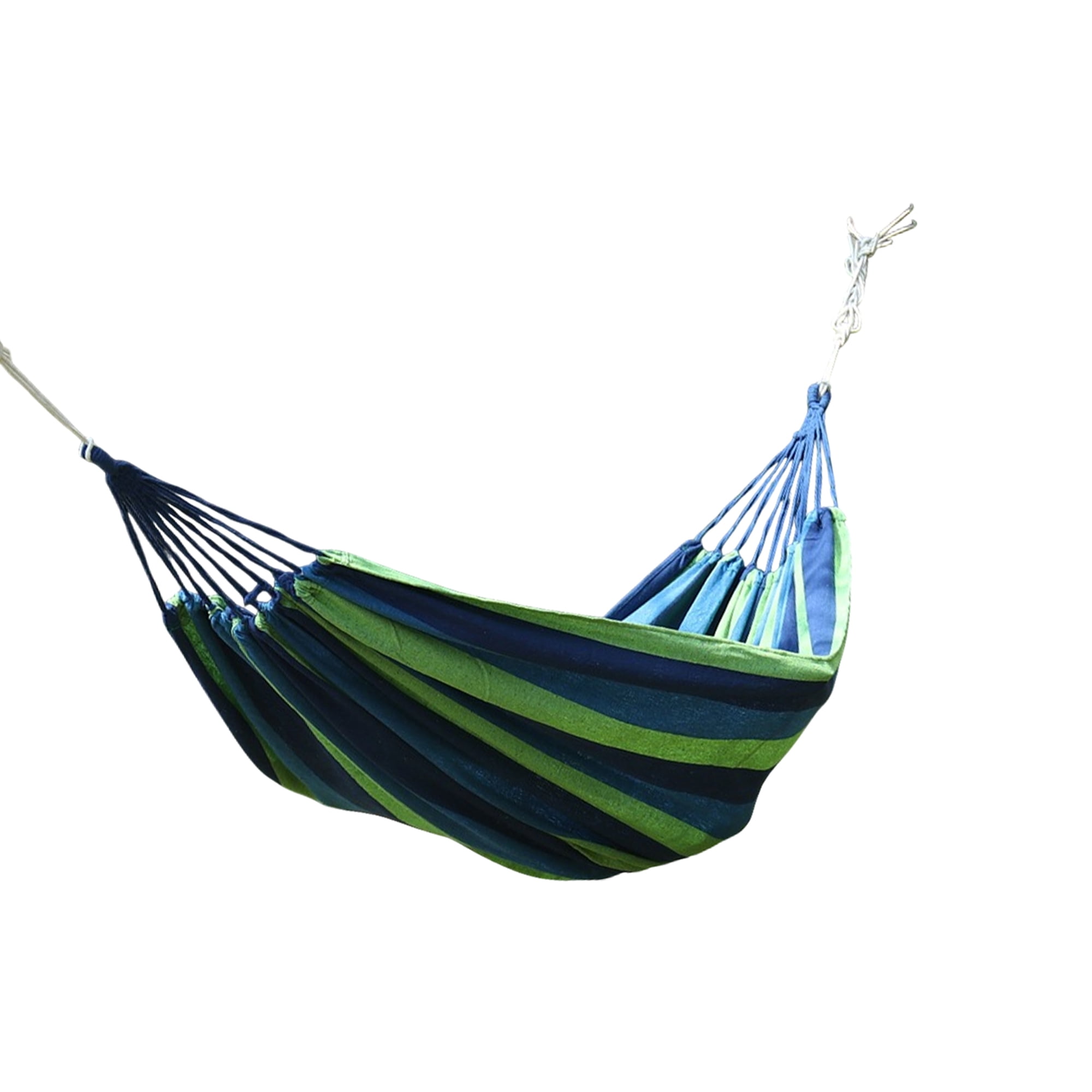 Unique Bargains 1 Pc No Stick Double Hammock for Outdoor Blue Green 102.36" Length