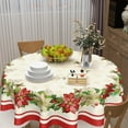 thumbnail image 6 of Kawani Christmas Round Tablecloth 60 Inch Red and White Christmas Floral Leaves Table Cloth Winter Xmas Farmhouse Polyester Table Cover for Holiday Kitchen Dining Room Party Indoor Outdoor Decor, 6 of 6