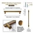 thumbnail image 2 of Goo-Ki Antique Brass Cabinet Handles of 7.6''(192mm) Hole Center, Cabinet Pulls for Drawer,Dresser,Cupboard Wardrobe, 6 Pack, 2 of 3