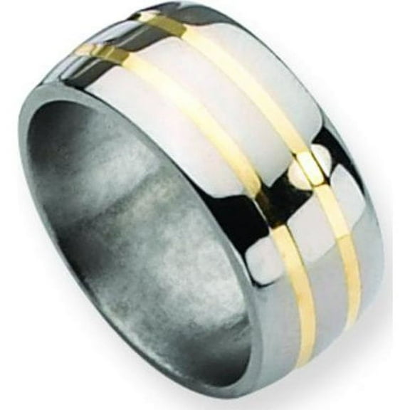 Titanium 14K Gold 11mm Mens Wedding Ring Size 10