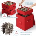 thumbnail image 2 of Hearth & Harbor Small Christmas Ornament Storage Box - Fits up to 64 Holiday Ornaments - Red Fabric Cube, 2 of 7