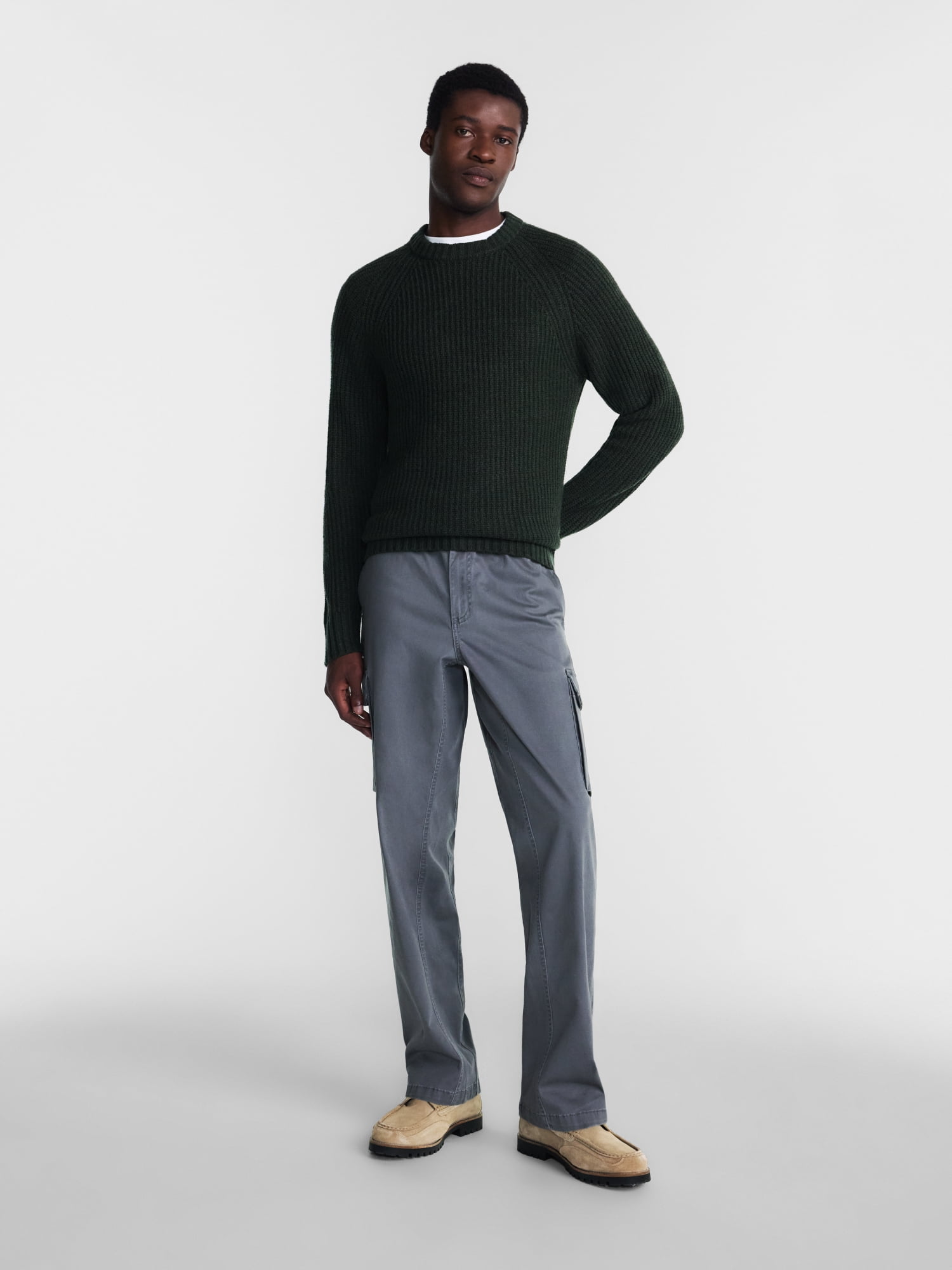 George Men's and Men's Big & Tall Shaker Stitch Crewneck Sweater, Midweight, Sizes XS-3XLT