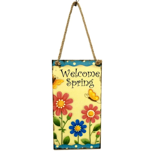Injueey tres flores Pascua placa colgante de tablero de la puerta del festival colgador de señal decorativa tablón de impresión de primavera de Decoración del hogar Injueey JJ11580-00