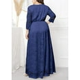 thumbnail image 3 of Eternatastic Womens Maxi Dresses Floral Lace 2/3 Sleeves Party Long Dress 5XL Deep Blue, 3 of 6