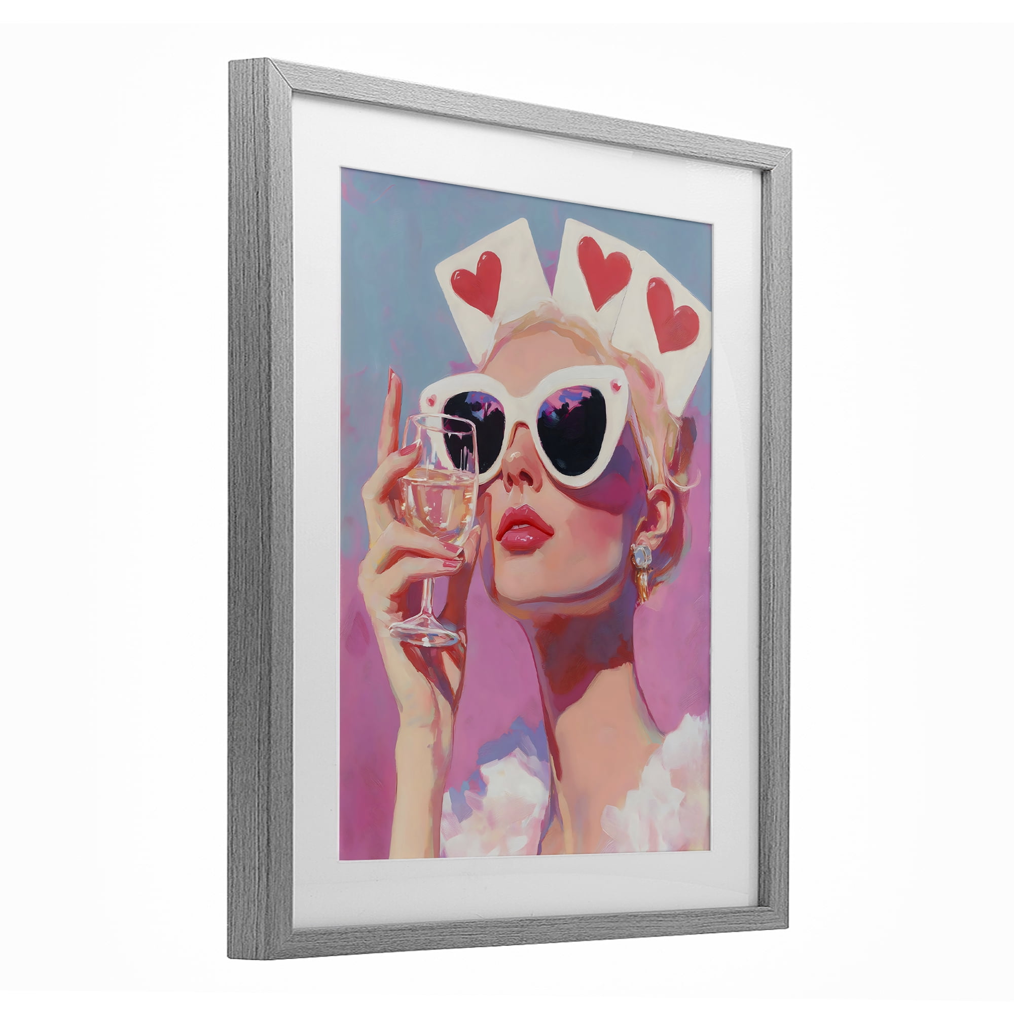 Stupell Industries Queen of Hearts Retro Glam Gray Framed Print Under Glass, design by The Prints Vibe