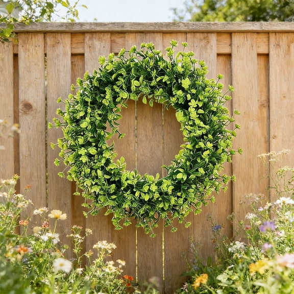 COM1950s Artificial Spring Wreath, Colorful Flower Wreath for Front Door Hanging, Indoor Outdoor Home Decor Wreath for Garden Gate Wall Decoration