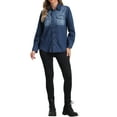 thumbnail image 2 of INSPIRE CHIC Collar Denim Jacket for Women's Button Down Long Sleeve Oversized Jean Jackets M Blue, 2 of 6