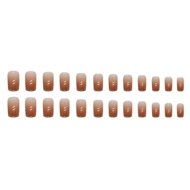 24Pcs Press-On Nails French Manicure, Detachable False Nails, Minimalist Reusable Full Cover Acrylic Fingernails, Long-Lasting Artificial Nail Kit