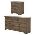 thumbnail image 1 of South Shore Versa 6-Drawer Dresser and Nightstand Set for Adult, in Weathered Oak, 1 of 8