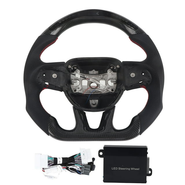 Flat Bottom Steering Wheel,Carbon Fiber LED Shift Steering Wheel Steering Wheelfor Dodge Elevate Your Experience