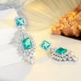 thumbnail image 6 of Green Cubic Zircon Crystal Droplet Long Dangle Earring White Gold Plated Jewelry, 6 of 8