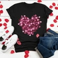 thumbnail image 2 of YDLCAFD T-Shirts Graphiques de Pâques pour Femmes, Manches Courtes, Imprimé Cœur, 2 of 4