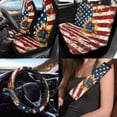 thumbnail image 2 of Uorisanigo 10 Pack American Flag Sunflower Car Seat Cover with Soft Elastic Steering Wheel Cover Auto Water Cup Coaster and Cars Seat Belt Cover Chapstick Holder Universal Fit Most Car SUV, 2 of 7