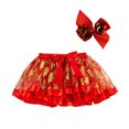 thumbnail image 2 of uublik Tulle Skirts for Girls Red Christmas Layered Mesh Skirt Party Birthday Dance Princess Skirt Size 2T-9, 2 of 6