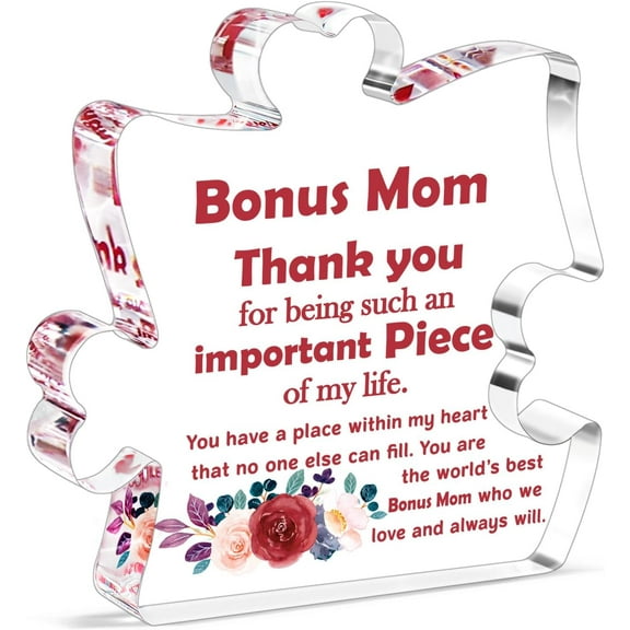 Gifts for Bonus Mom, Mother's Day Gifts for Bonus Mom Step Mom, Birthday Present for Mom Stepmom Gift Idea, Thank You Bonus Mom Acrylic Decoration Sign/Plaque