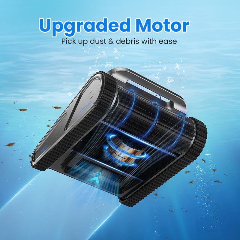 POWEART Cordless Robotic Pool Cleaner, Wall & Waterline Cleaning, 120 Min Runtime, 2152 sq.ft, 4 Modes, 4L Filter, 180μm, for Inground & Above-Ground Pools
