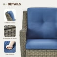 thumbnail image 3 of POCASSY Outdoor Swivel Rocking Glider Chairs Set of 2 with Ottomans, All Weather Gray Wicker Rattan Patio Furniture Set 360° Swivel Patio Chairs for Balcony, Garden, Porch, Pool and Backyard, Blue, 3 of 9
