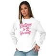 thumbnail image 5 of Cute Inspirational Motivation Alien Women's Long Sleeve T Shirt Brisco Brands S, 5 of 6