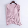 thumbnail image 2 of Long Sleeve Shirts for Women Tank Tops with Built in Bras Casual Round Neck Solid Shirts Loose Comfy Pajamas Fall Outfits for Women 2026, 2 of 7
