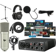 Presonus AudioBox 96 25th Anniversary Audio/Midi Recording USB Interface and NEW Updated Studio One Artist Software Kit with Condenser Microphone Shockmount and XLR Cable, Mic Stand