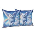 thumbnail image 4 of Ambesonne Cat Throw Pillow Cover Pack of 2, Pegasus Kitty Flies Clouds Sky, 2 Pcs-26"x26", Azure Blue Pale Pink, 4 of 5