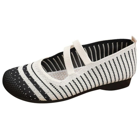 OJSFQUFP Womens Walking Shoes Fashion Summer Women Casual Shoes Flat Bottom Low Heel Lightweight Slip On Colorful Mesh Upper shoes Womens Loafers Comfortable Dressy Black 39