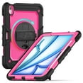 thumbnail image 4 of 3 Layer Multi-Functional Case for iPad Air 13 2024, for Kids Heavy Duty Protective Case with Screen Protector & Stylus Holder & 360 Rotating Stand and Hand/Shoulder Strap Cover - Rose+Black, 4 of 9