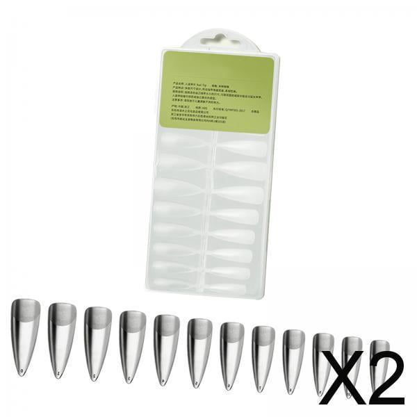 2x 240 Uds Puntas de Uñas Postizas Transparentes para Mujeres Y Niñas para Extensión de Uñas Manicura Artificial Suave, Uñas Prensadas para Arte de Uñ 2 piezas