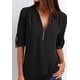 thumbnail image 1 of Blusa de mujer con cuello en V, manga 3/4, túnica, camisa larga con cremallera, 1 of 3