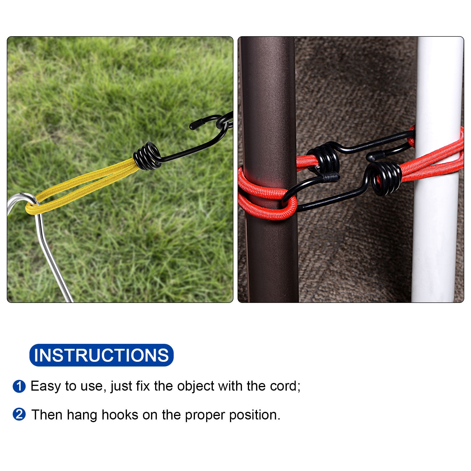 Unique Bargains Elastic Cords with Hook Fixed Straps for Camping Tent Canopy Green