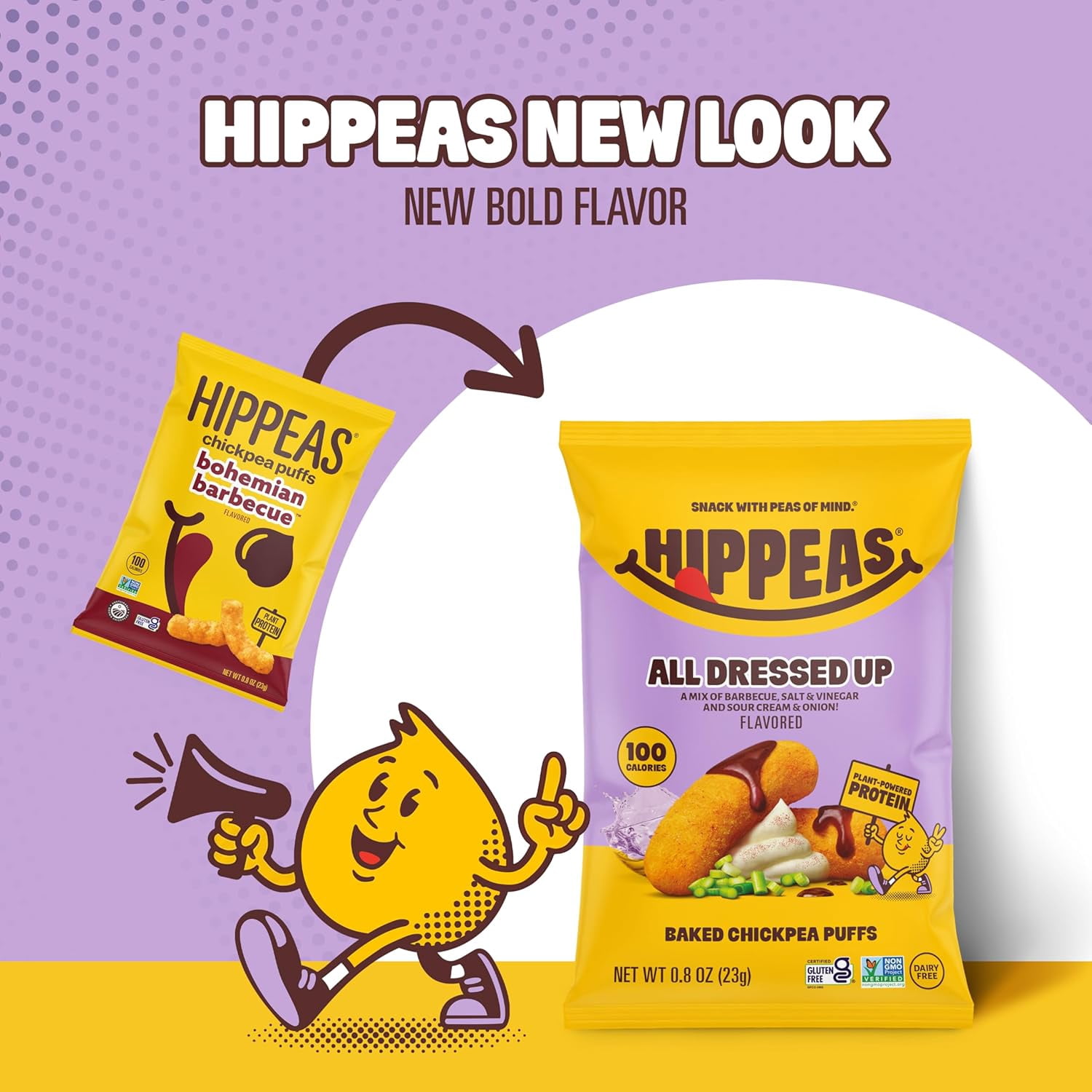 HIPPEAS Chickpea Puffs, All Dressed Barbecue, Gluten Free Snacks, Dairy Free, Vegan, 0.8oz, Pack of 18, 3g Protein, 2g Fiber, Crunchy, Nutritious, Baked Plant Protein Snack, Non-GMO, Kosher
