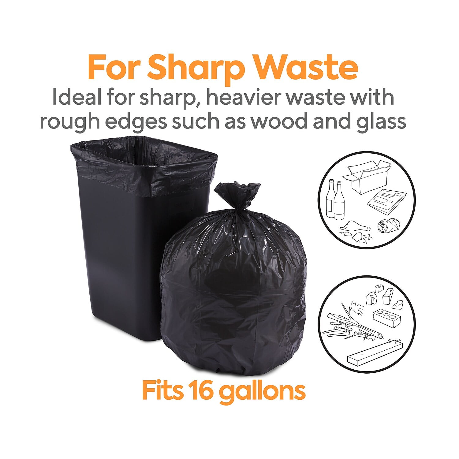 Nicesh 1.6 Gallon Small Trash Bags, Black, Clear and White, 75 Counts