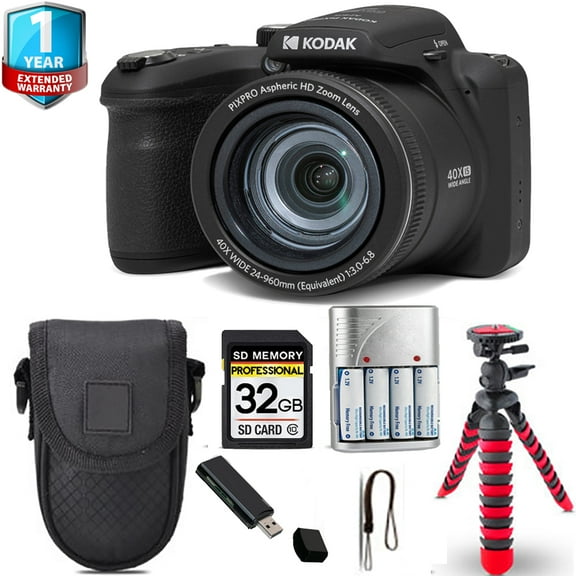 Kodak PIXPRO AZ405 Digital Camera (Black) Spider Tripod Case 1 Yr Warranty