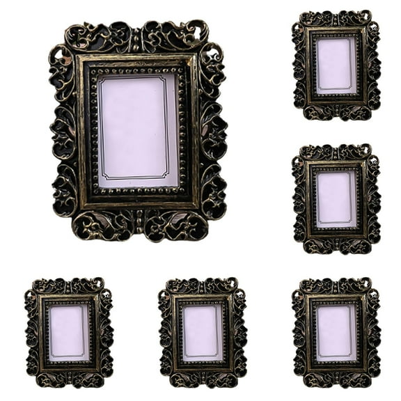 HCTSHG Mini Wallet Picture Frame, 3.15x3.74 Inch Vintage Photo Frame, Ornate Textured Resin with Easel and Hook for Tabletop and Wall Display 