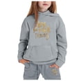 thumbnail image 3 of Zylarhe Girls Boys Sweatshirt Girls Long Sleeve Letter Print Hooded Sweater and Pants Outfit Set for Kids Grey 10-11 Years, 3 of 3
