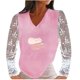 thumbnail image 1 of Blusa informal con cuello en V y manga larga de encaje para mujer Pompotops  gfhjh22280, 1 of 8