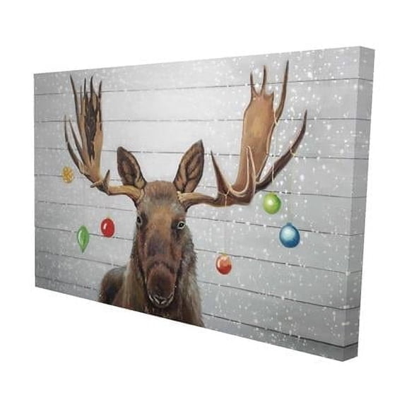 Begin Home Decor 2080-2030-HO26 20 x 30 in. Moose Has Christmas Balls-Print on Canvas