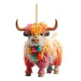 thumbnail image 1 of Christmas Cow Ornament Xmas Tree Cartoon Highland Cow Hanging Decorations 2D Flat Acrylic Pendant for Car Rearview Mirror Tree Decor, 1 of 8