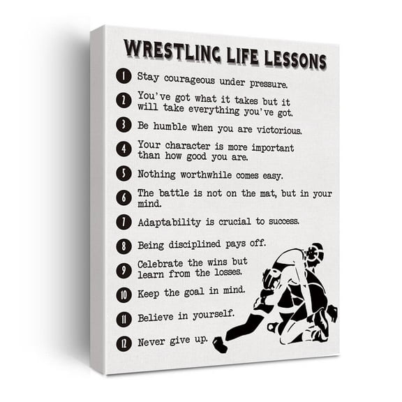 Funny Wrestling Life Lessons Canvas Printing Wall Decor Christmas Birthday Party Wrestling Decorations Gifts for Man Athlete Stay Courageous Under Pressure Wall Art Posters