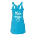 thumbnail image 2 of Wild Bobby All I Need is Jesus & Coffee Inspirational/Christian Women Tri-Blend Racerback Tank Top, Vintage Turquoise, Medium, 2 of 6