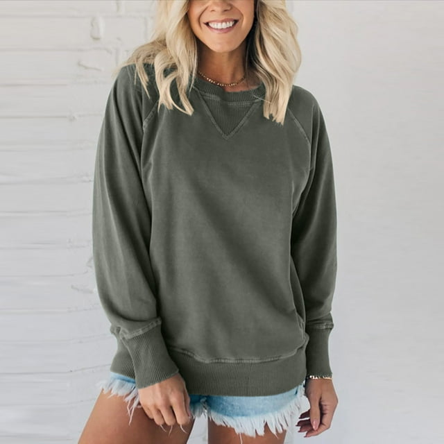 TINZ Ribbed Pocket Pullover Sweatshirt For Women Loose Fit Long Sleeve Top Autumn And Winter Comfy Womens Sweatshirts Drawstring Sweatshirt Colla Sweatshirt Women