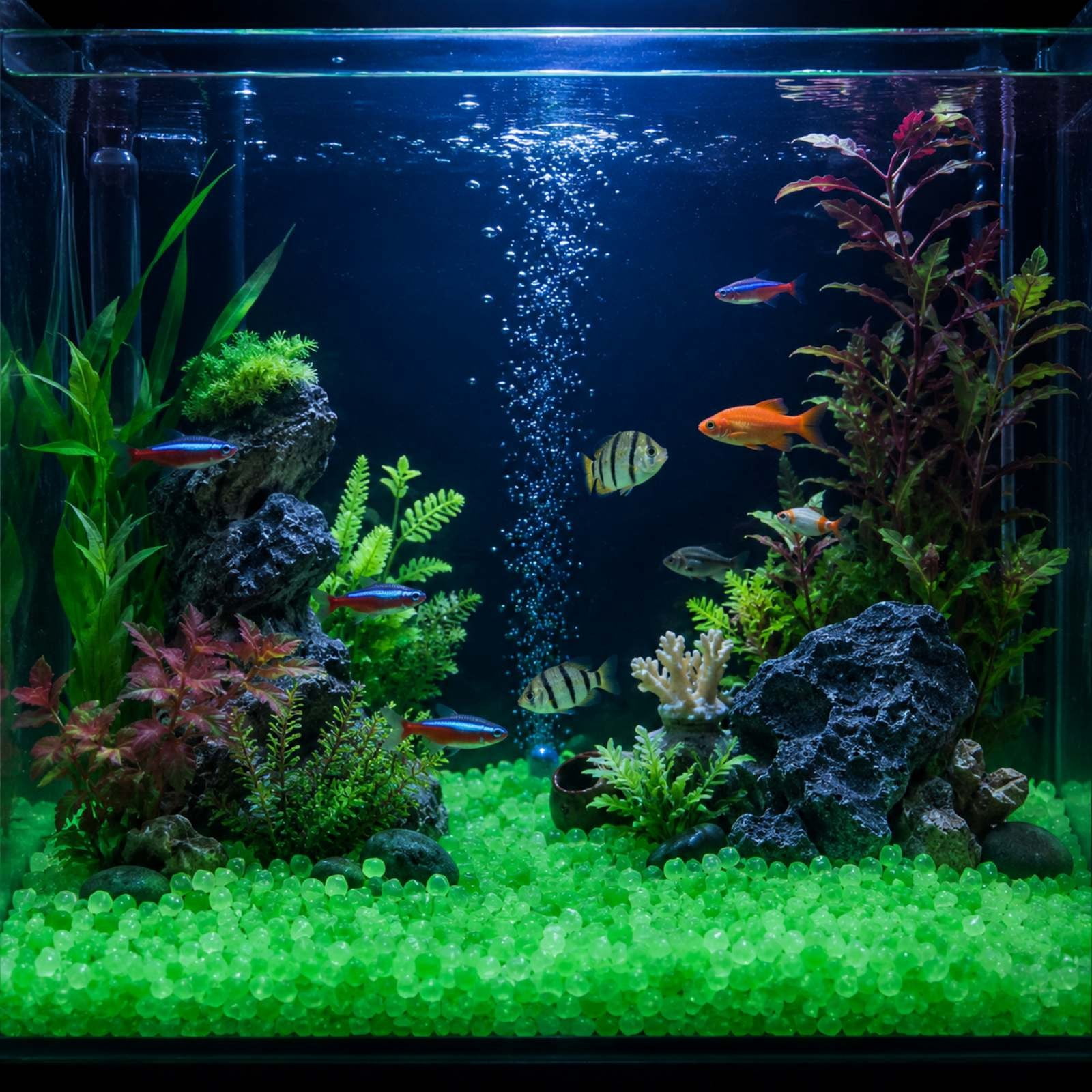 Roiihwy Small Aquarium Gravel Sand, Decorative Fish Tank Gravel, Glow in The Dark Rocks for Vase Fillers, Terrarium, Fairy Garden, Potted Plants