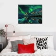 thumbnail image 5 of COMIO Northern Lights Wall Art Green Aurora Borealis Canvas Prints Poster Nature Snow Mountain Scenery Picture Decor Alaska Landscape Painting Artwork for Living Room Bedroom Home Decoration, 5 of 6