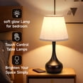 thumbnail image 3 of Touch Table Lamp for Bedroom Set of 2, Farmhouse 3-Way Dimmable Table Lamps for Nightstand with Fabric Shade, Lamps for Living Room，Desk Lamps for Home Office, Black Lamp for Bedroom, 3 of 9