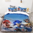 thumbnail image 3 of 1 funda de edredón con dibujos animados de la serie Sonic, impresión digital en 3D, 2 fundas de almohada, suave y cómoda, 100 % poliéster, juego de cama para regalo, 3 of 5